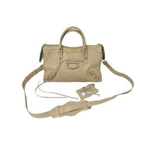 BALENCIAGA Metallic City Bag Handbag Shoulder Beige